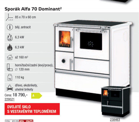 Sporák Alfa Plam Alfa 70 Dominant