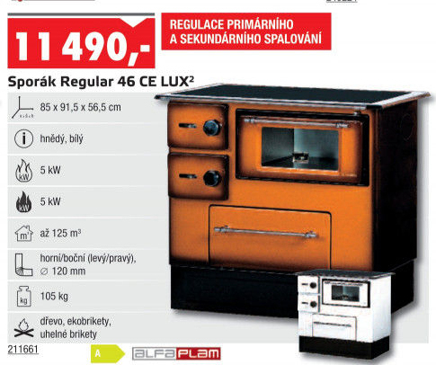 Sporák Regular 46 CE DE LUX Alfa Plam