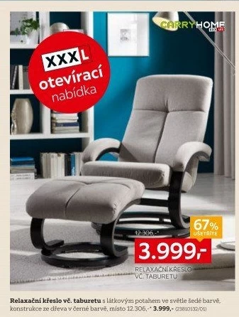 Relaxační křeslo s taburetem Carry Home