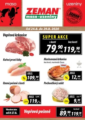 akční leták ZEMAN maso - uzeniny 24.8.2020-29.8.2020