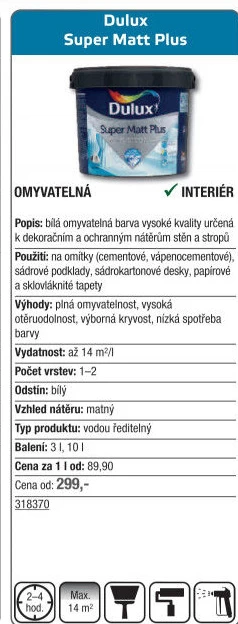 Barva interiérová Super Matt Plus Dulux