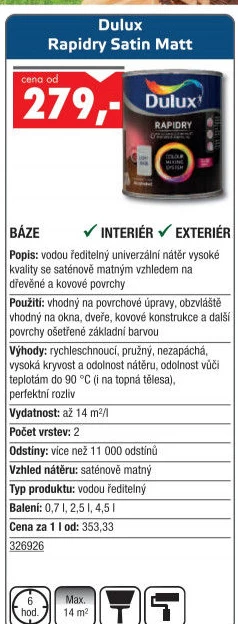 Barva Rapidry Satin Matt Dulux