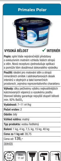 Interiérová barva Primalex Polar