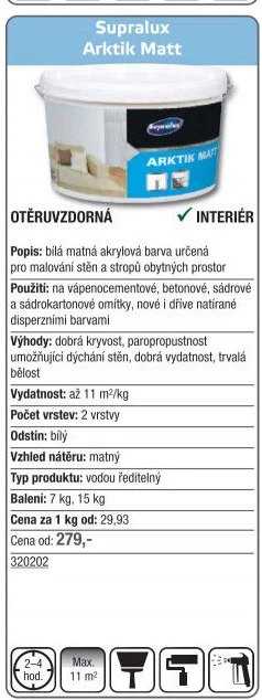 Interiérová barva Supralux Arktik