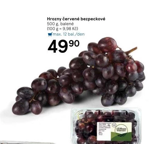 Hrozny červené bezsemenné The Grower'