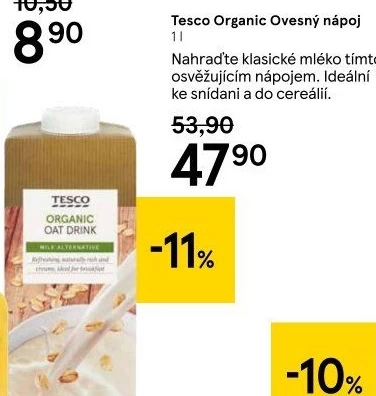 Nápoj ovesný Tesco Organic