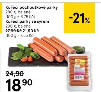 Párky kuřecí pochoutkové Vodňanské kuře