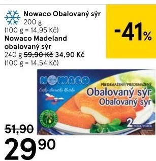 Sýr obalovaný mražený Nowaco