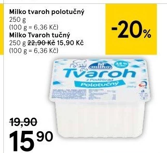 Tvaroh polotučný z Poděbrad Milko