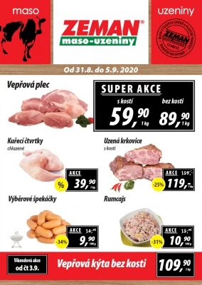 akční leták ZEMAN maso - uzeniny 31.8.2020-5.9.2020