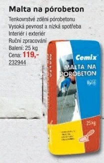 Malta na pórobeton Cemix