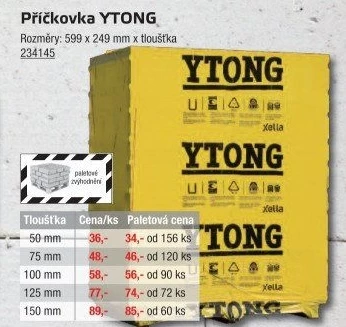 Příčková tvárnice YTONG