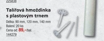 Talířová hmoždinka s trnem