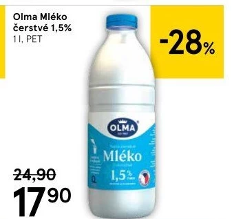 Mléko čerstvé Olma - 1,5% polotučné