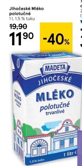 Mléko trvanlivé Jihočeské Madeta - 1,5% polotučné