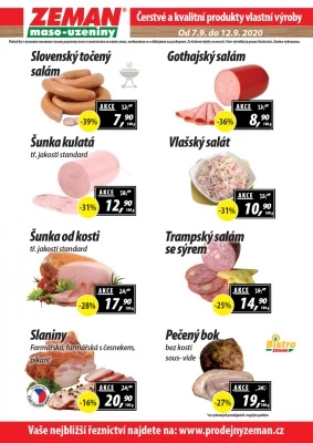 akční leták ZEMAN maso - uzeniny 7.9.2020-12.9.2020