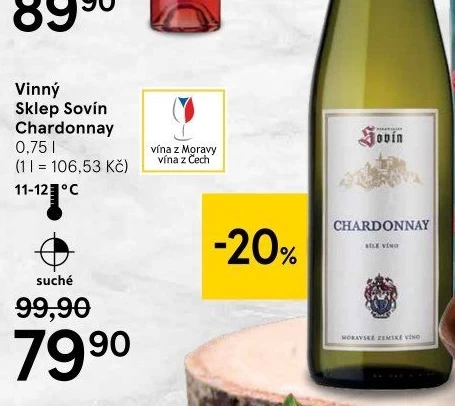 Víno Chardonnay Vinný sklep Sovín