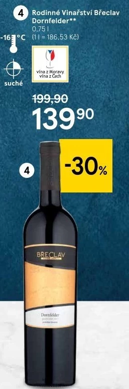 Víno Dornfelder Vinařství Břeclav