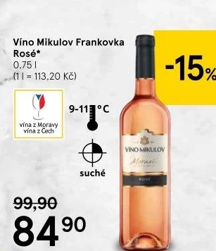 Víno Frankovka Rosé Víno Mikulov