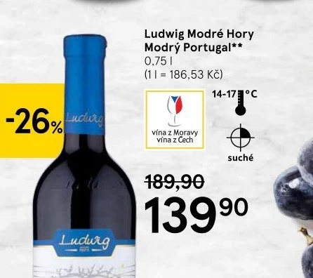 Víno Modrý Portugal Modré hory Vinařství Ludwig