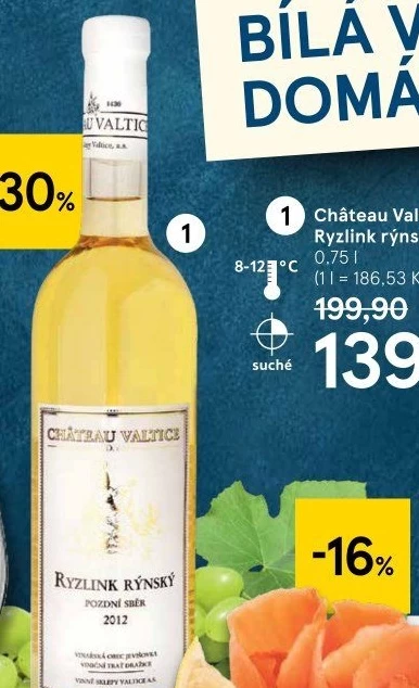 Víno Ryzlink rýnský Chateau Valtice