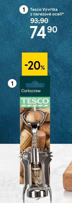 Vývrtka a otvírák Tesco