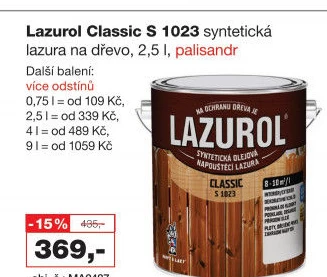 Lazura na dřevo Classic Lazurol