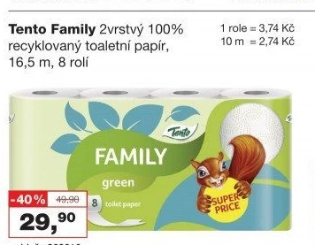 Toaletní papír 2vrstvý Family Tento