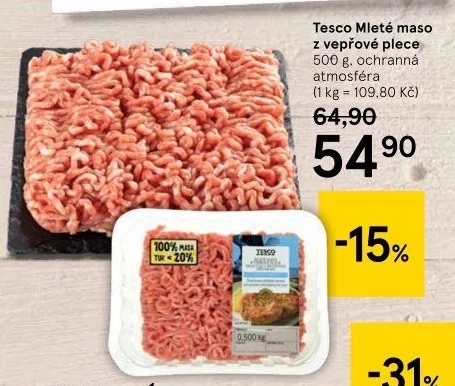Maso mleté vepřové z plece Tesco
