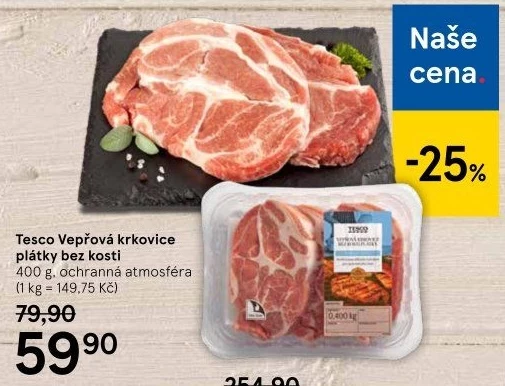 Vepřová krkovice bez kosti Tesco