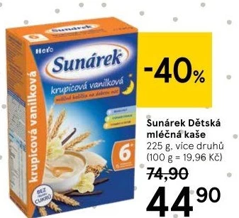 Kaše mléčná Sunárek