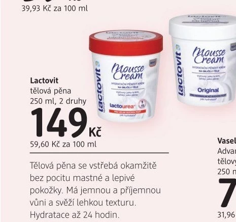 Krém pěnový Mousse Lactovit