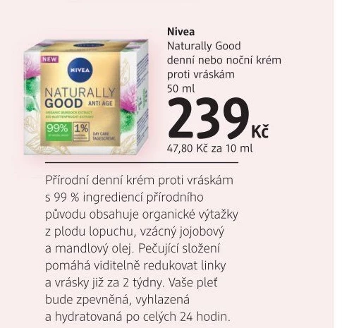Krém pleťový proti vráskám Naturally Good Nivea
