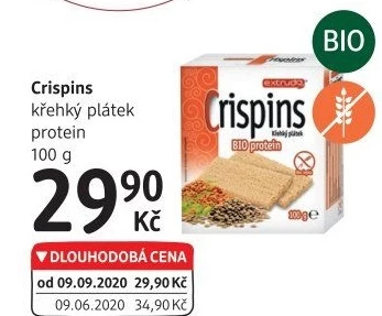 Plátky křehké bio protein Crispins Extrudo