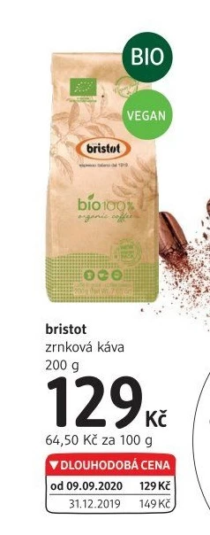 Zrnková káva bio Bristot