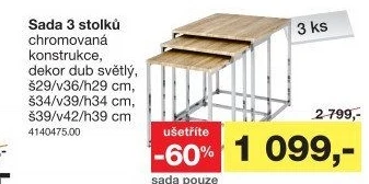 Přístavné stolky Tres