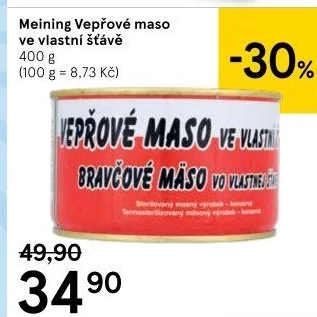 Maso vepřové ve vlastní šťávě Meining