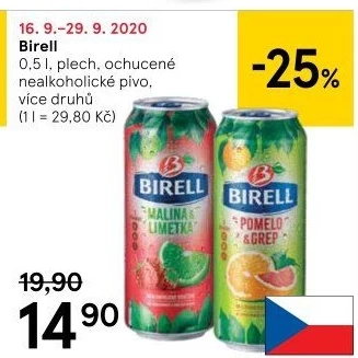 Nealkoholické pivo ochucené Birell