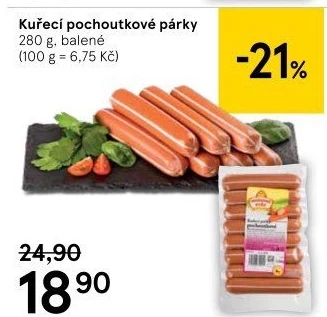 Párky kuřecí pochoutkové Vodňanské kuře