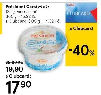 Svěží čerstvý sýr Président