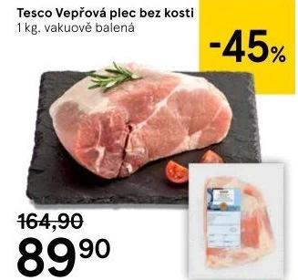 Vepřová plec bez kosti Tesco