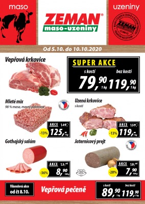 akční leták ZEMAN maso - uzeniny 5.10.2020-10.10.2020