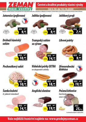 akční leták ZEMAN maso - uzeniny 5.10.2020-10.10.2020