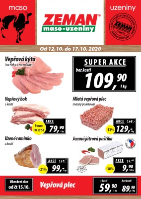 akční leták ZEMAN maso - uzeniny 12.10.2020-17.10.2020