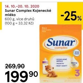 Kojenecké mléko Sunar Complex