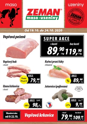 akční leták ZEMAN maso - uzeniny 19.10.2020-24.10.2020