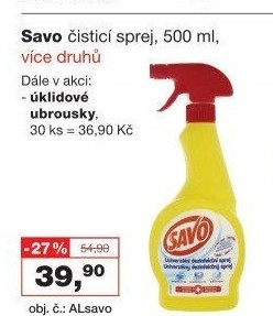 Čisticí vlhčené ubrousky univerzální bez chloru Savo