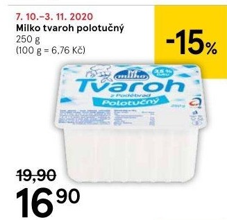 Tvaroh polotučný z Poděbrad Milko