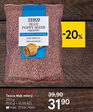 Mák modrý mletý Tesco