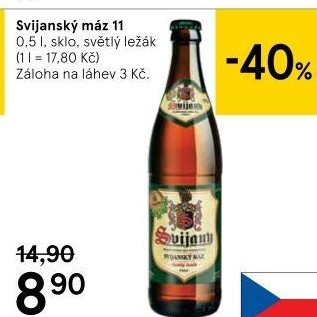 Pivo světlý ležák 11° Svijanský Máz Svijany